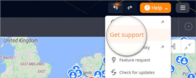 Get support button in anyLogistix