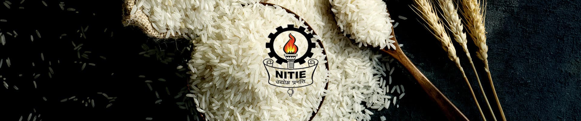 NITIE logo over rice