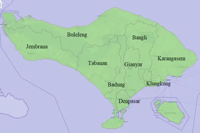 Bali province and its nine regencies