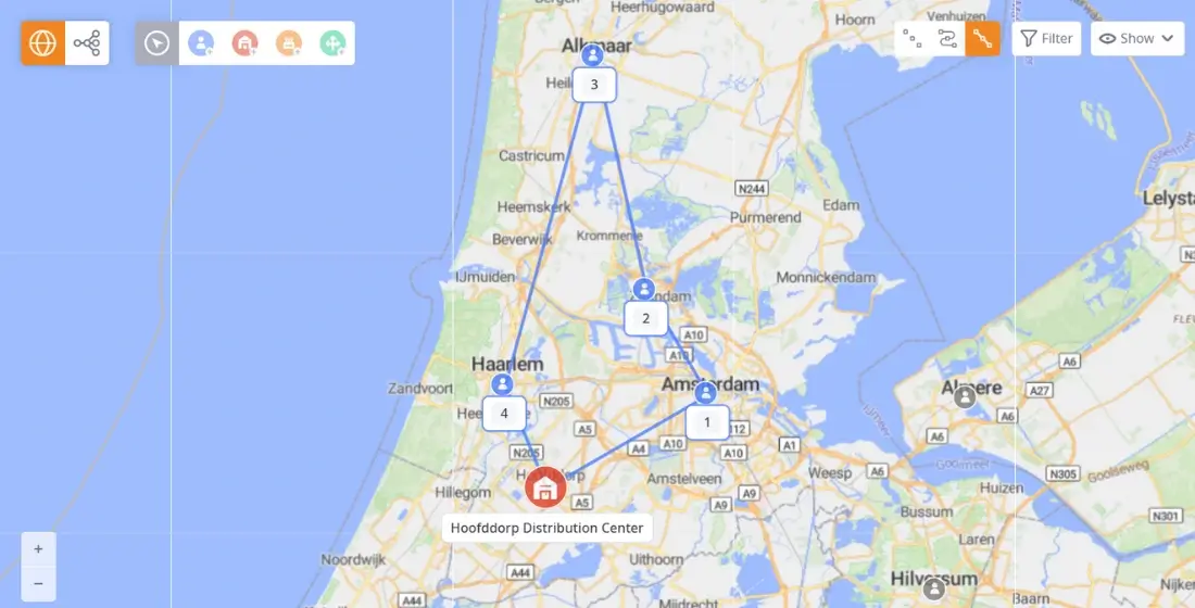 GIS map in anyLogistix