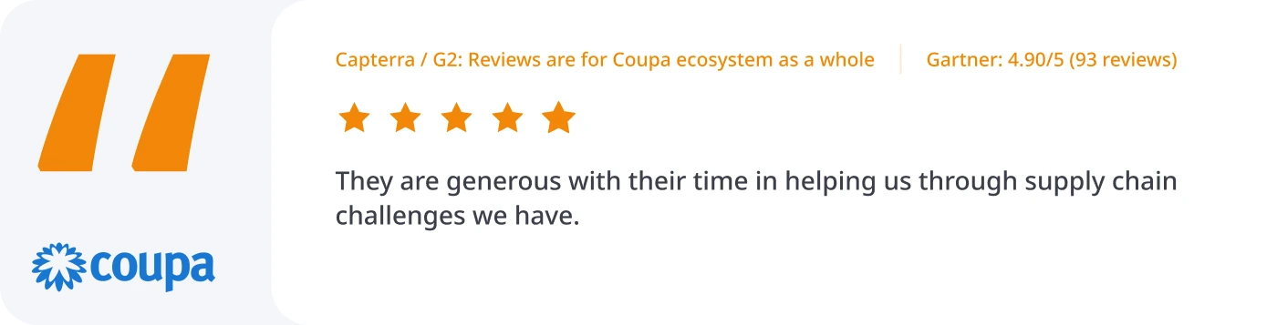 Coupa review with a quote and stars