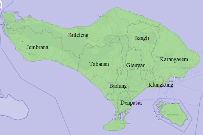 Bali province and its nine regencies